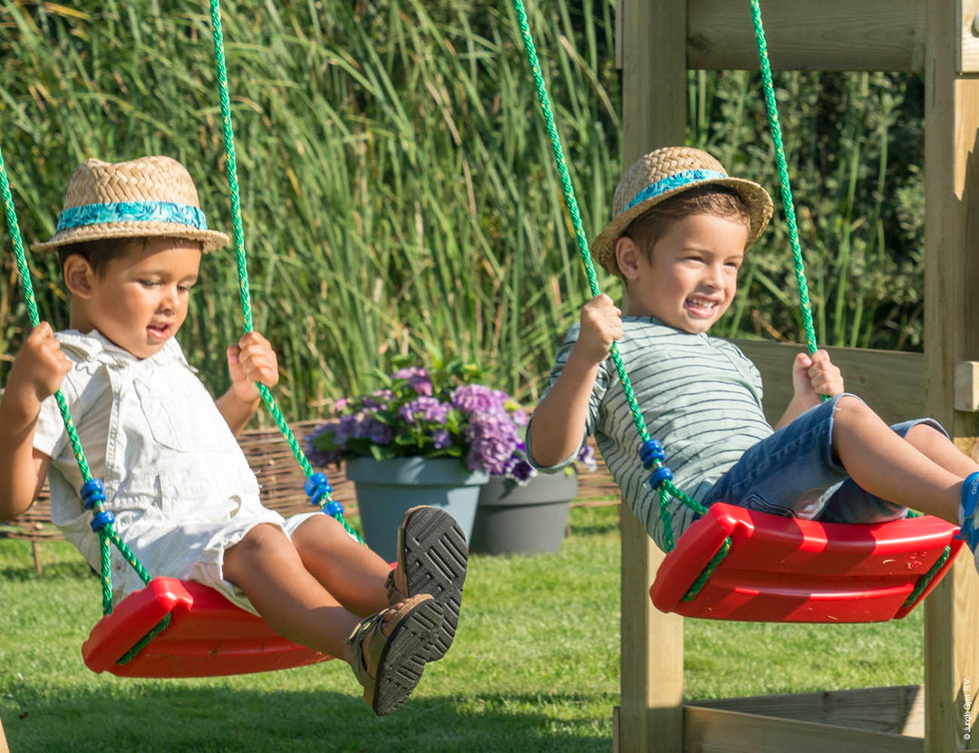 Jungle Hut | Wooden climbing frame with swings & climbing net